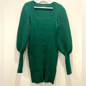 Emerald green sweater dress